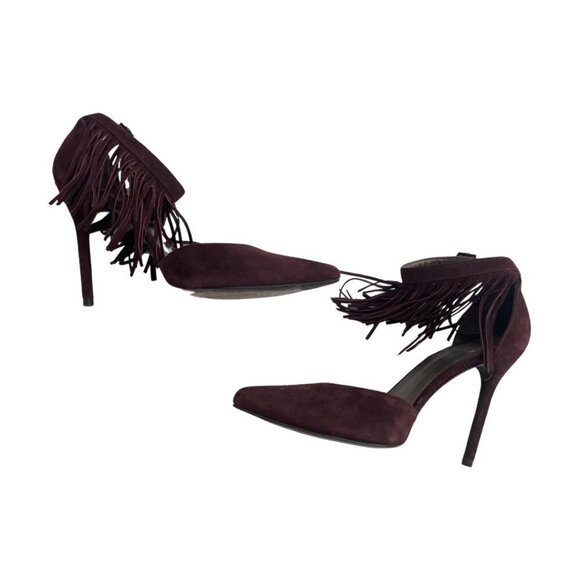 Stuart Weitzman brown suede fringe heels size 7 - Picture 3 of 7